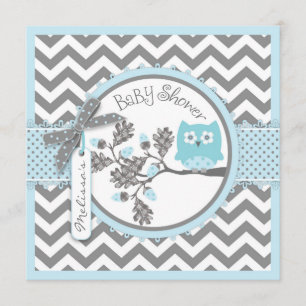 Convite Chá de fraldas Impressão Baby Boy Owl Chevron