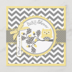 Convite Chá de fraldas Impressão Baby Boy Owl Chevron