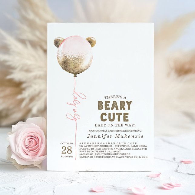 Convite Chá de fraldas Inv De Urso De Urso De Teddy Cute (Bear Baby Shower Invitation)