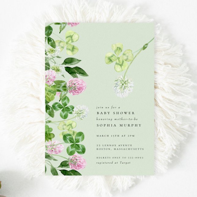 Convite Chá de fraldas Irlandês do Green Shamrock Purple C (Criador carregado)