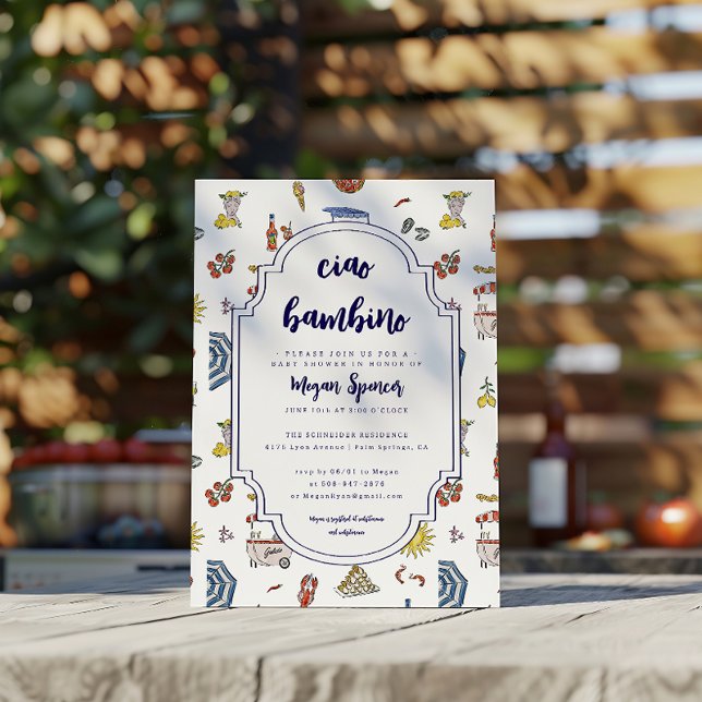Convite Chá de fraldas italiano Ciao Bambino (Criador carregado)
