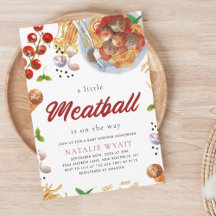 Chá de fraldas Italiano De Meatball Em Aquarela