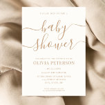 Convite Chá de fraldas Ivory Tan do Script Elegante<br><div class="desc">O Elegante Script Ivory Tan Chá de fraldas Invitation. Convide a sua família e amigos com este modelo de casamento moderno mínimo. Personalize este convite elegante e na moda com nomes,  local,  data e hora.</div>