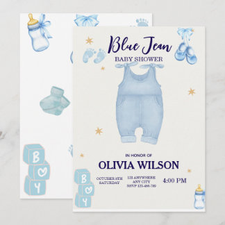 Convite Chá de fraldas jean bebê denim