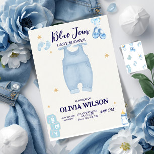 Convite Chá de fraldas jean bebê denim