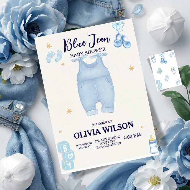 Convite Chá de fraldas jean bebê denim (Criador carregado)
