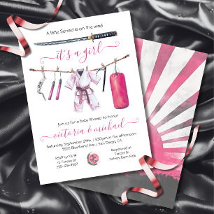 Convite Chá de fraldas Karate Martial Arts Girl