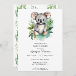 Convite Chá de fraldas Koala Cachorro Aquarela