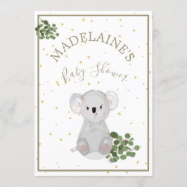 Convite Chá de fraldas Koala Floral Green