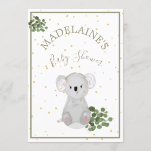 Convite Chá de fraldas Koala Floral Green