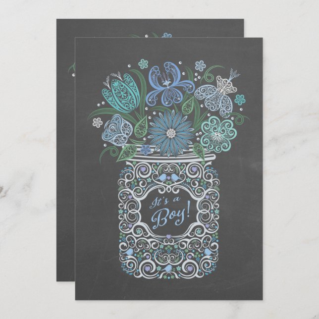 Convite Chá de fraldas Lacy Mason é um menino (Frente/Verso)