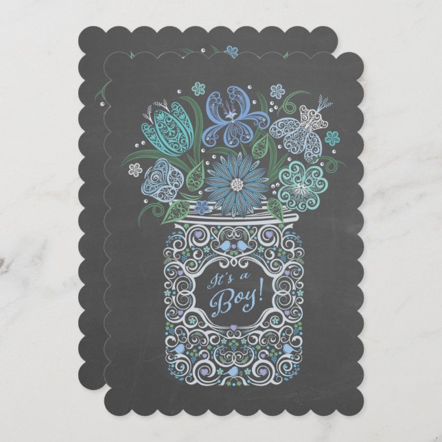 Convite Chá de fraldas Lacy Mason é um menino (Frente/Verso)