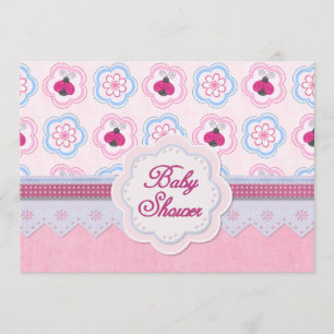 Convite Chá de fraldas Ladybug Flowers