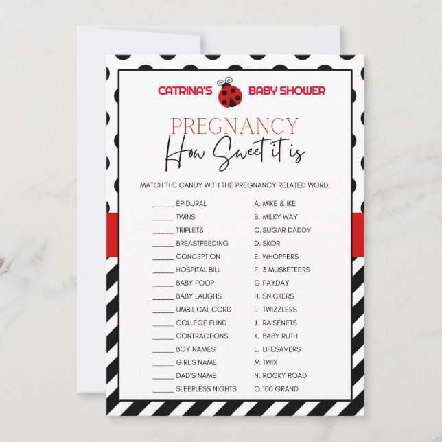 Convite Chá de fraldas Ladybug - Nome editável, 5x7 (Frente)