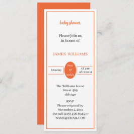 Convite Chá de fraldas Laranja Simples Personalizado