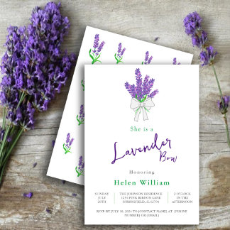 Convite Chá de fraldas lavanda roxo Arco
