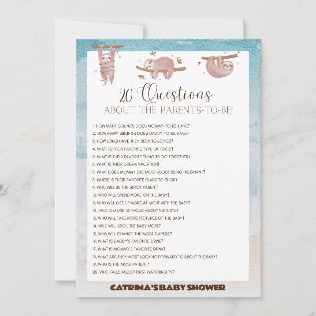 Convite Chá de fraldas Leve - Nome Editável, 5x7 (Frente)