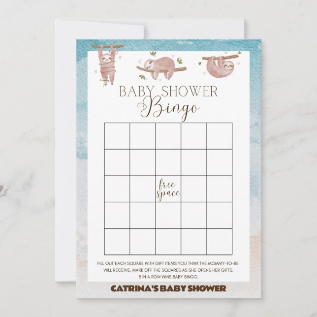 Convite Chá de fraldas Leve - Nome Editável, 5x7 (Frente)