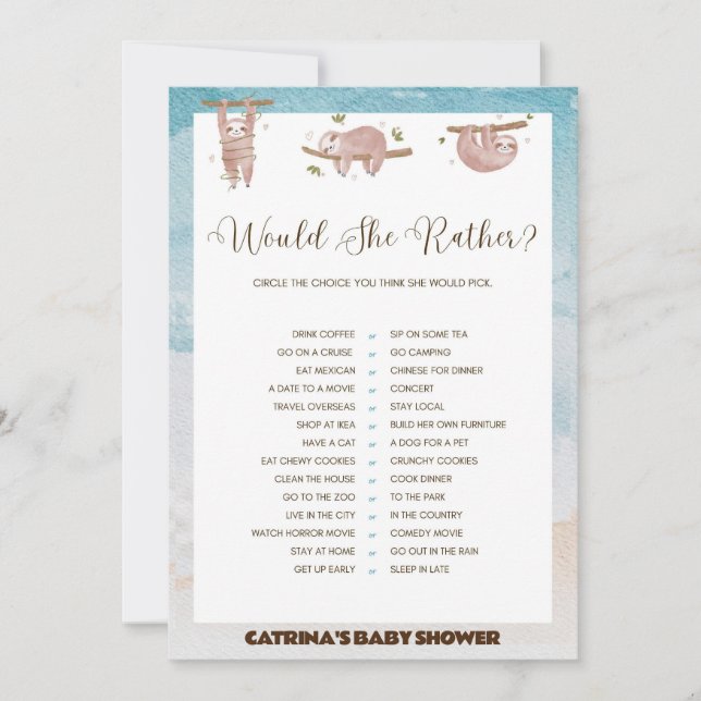 Convite Chá de fraldas Leve - Nome Editável, 5x7 (Frente)