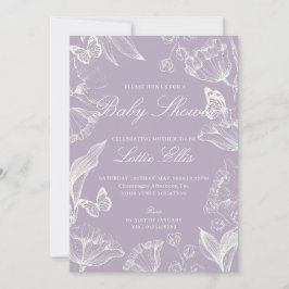 Convite Chá de fraldas Lilac Boho Chic Floral