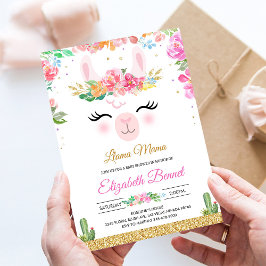 Convite Chá de fraldas Llama Alpaca Fiesta Cactus