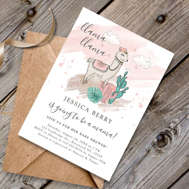 Convite Chá de fraldas Llama Lllama Baby Mama (Criador carregado)