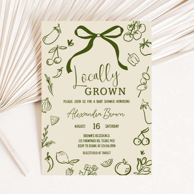 Convite Chá de fraldas Localmente Crescido (Sage Locally Grown Farmers Market Baby Shower Invitation)
