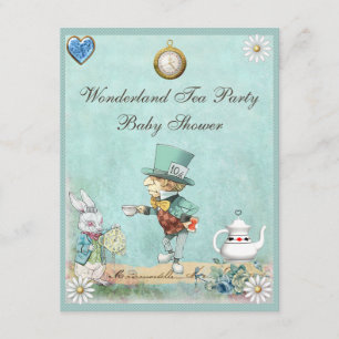 Convite Chá de fraldas louco do tea party do país das