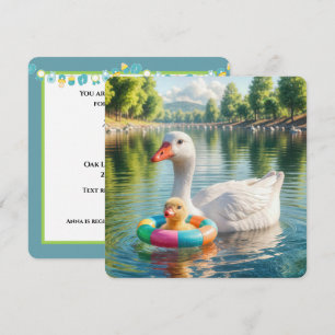 Convite Chá de fraldas Mãe Branca, Pato e Pato