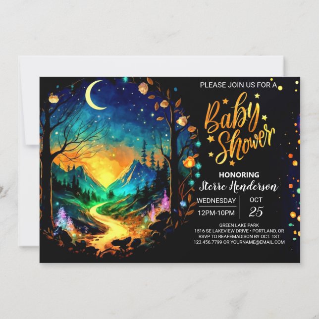 Convite Chá de fraldas mágico de madeira (Frente)