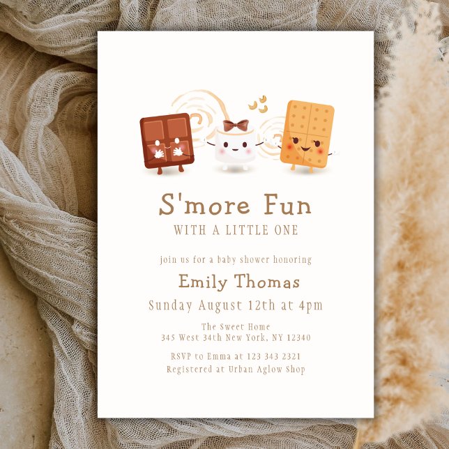 Convite Chá de fraldas Mágico Neutro É Mais Divertido (Neutral Cute Whimsical S'more Fun Baby Shower Invitation)