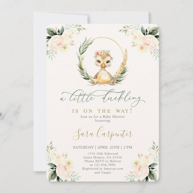 Convite Chá de fraldas Mallard Duck (Frente)