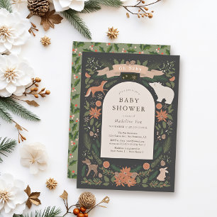 Convite Chá de fraldas Marinho de Animais da Floresta Foli