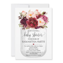 Chá de fraldas Marsala Floral Mason Jar Country Ch