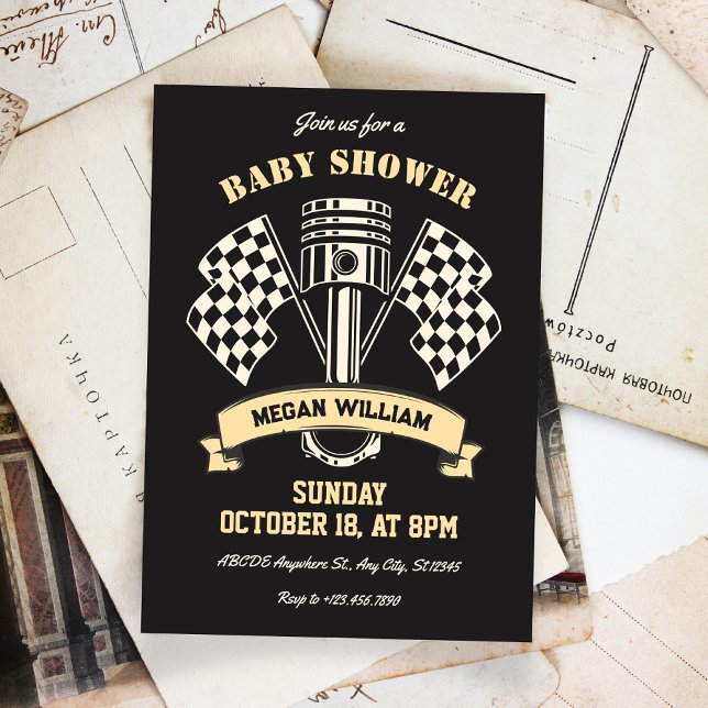 Convite Chá de fraldas mecânico de motocicletas (Criador carregado)