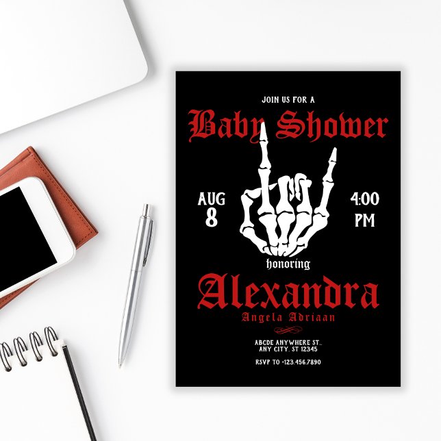 Convite Chá de fraldas Metal Rock (Criador carregado)