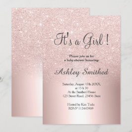 Convite Chá de fraldas metálico da menina do ombre