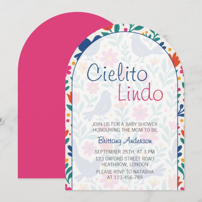Convite Chá de fraldas mexicano Cielito Lindo (Frente/Verso)