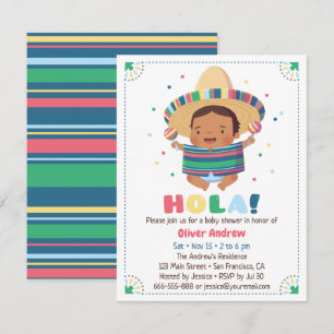 Convite Chá de fraldas mexicano da festa do menino de Hol