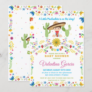 Convite Chá de fraldas Mexicano Fiesta Little Muchacho Bo