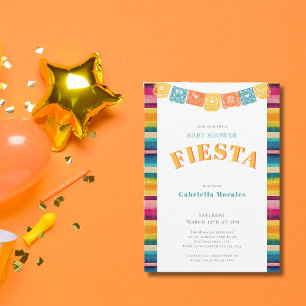 Convite Chá de fraldas mexicano Fiesta Papel Picado