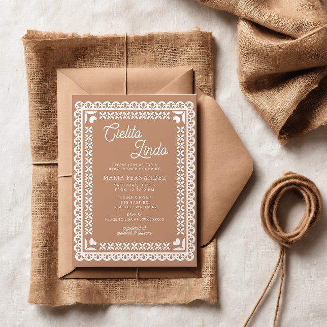 Convite Chá de fraldas mexicano Picado Cielito Lindo (Mexican Papel Picado Cielito Lindo Baby Shower Invitation)