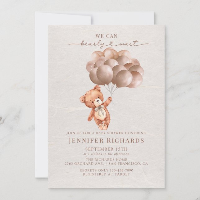 Convite Chá de fraldas minimalista | Espera Rápida (Frente)