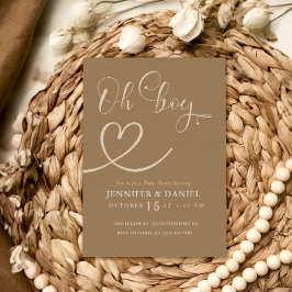 Convite Chá de fraldas Mínimo Brown Tan Elegante Oh Boy