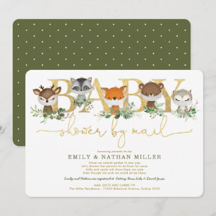 Convite Chá de fraldas Mínimo Da Floresta De Silêncio Por 