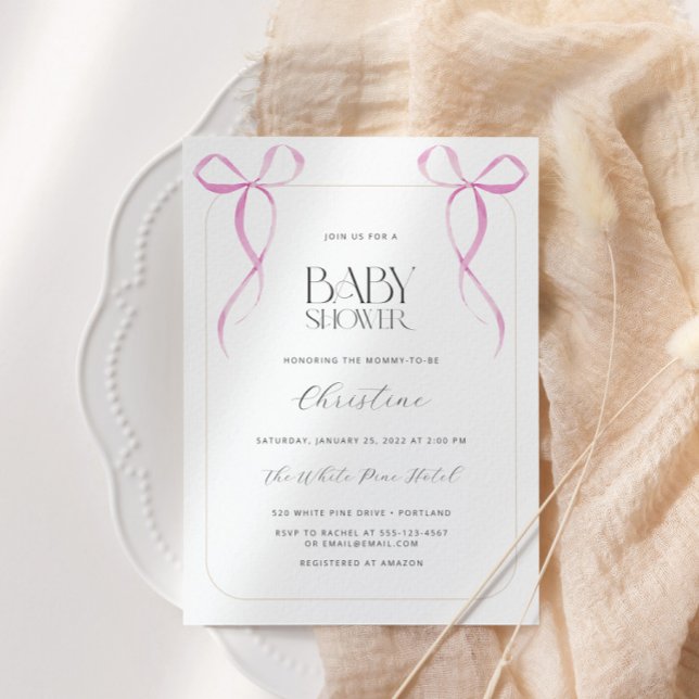 Convite Chá de fraldas Mínimo de Arco Rosa (Criador carregado)