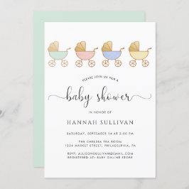 Convite Chá de fraldas Mínimo de Carruagems Retroativas Cu