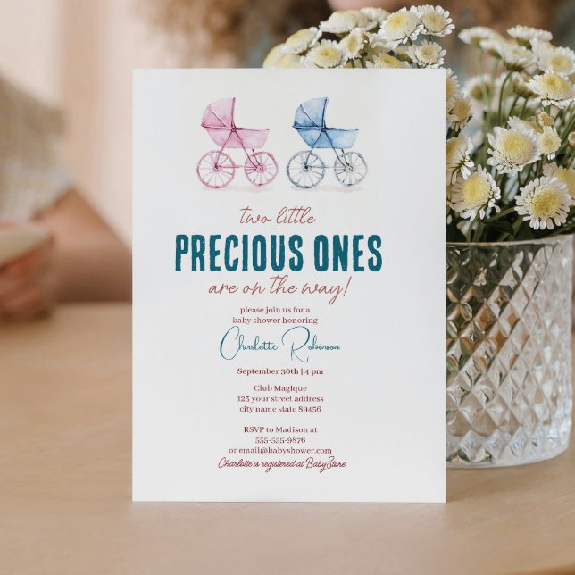 Convite Chá de fraldas mínimo de gêmeos cortantes (Criador carregado)