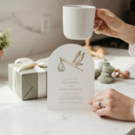 Convite Chá de fraldas mínimo de marca de aquarela