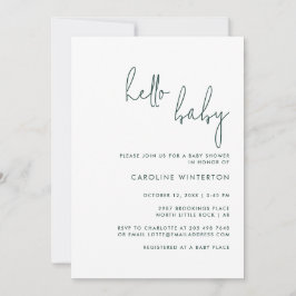 Convite Chá de fraldas Mínimo de Script Moderno